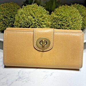 Coach Hampton Leather Turn Lock Wallet